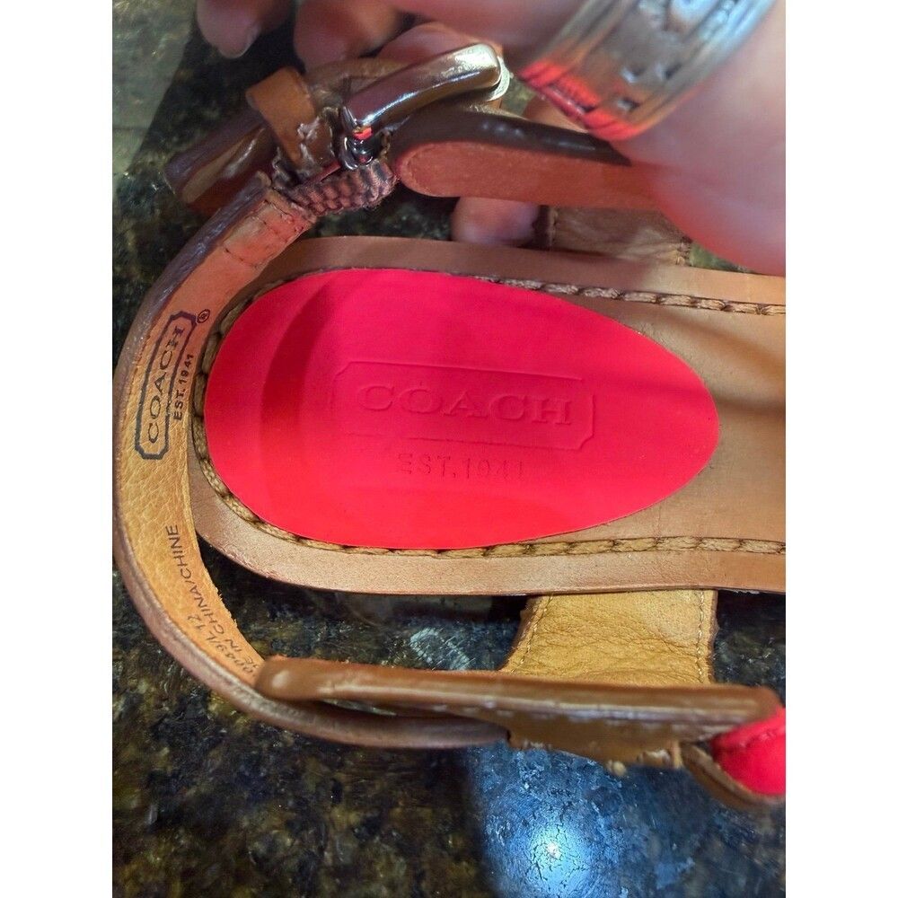 Coach Coco Leather Thong Sandals Hot Pink 6.5 B EUC - Picture 6 of 8